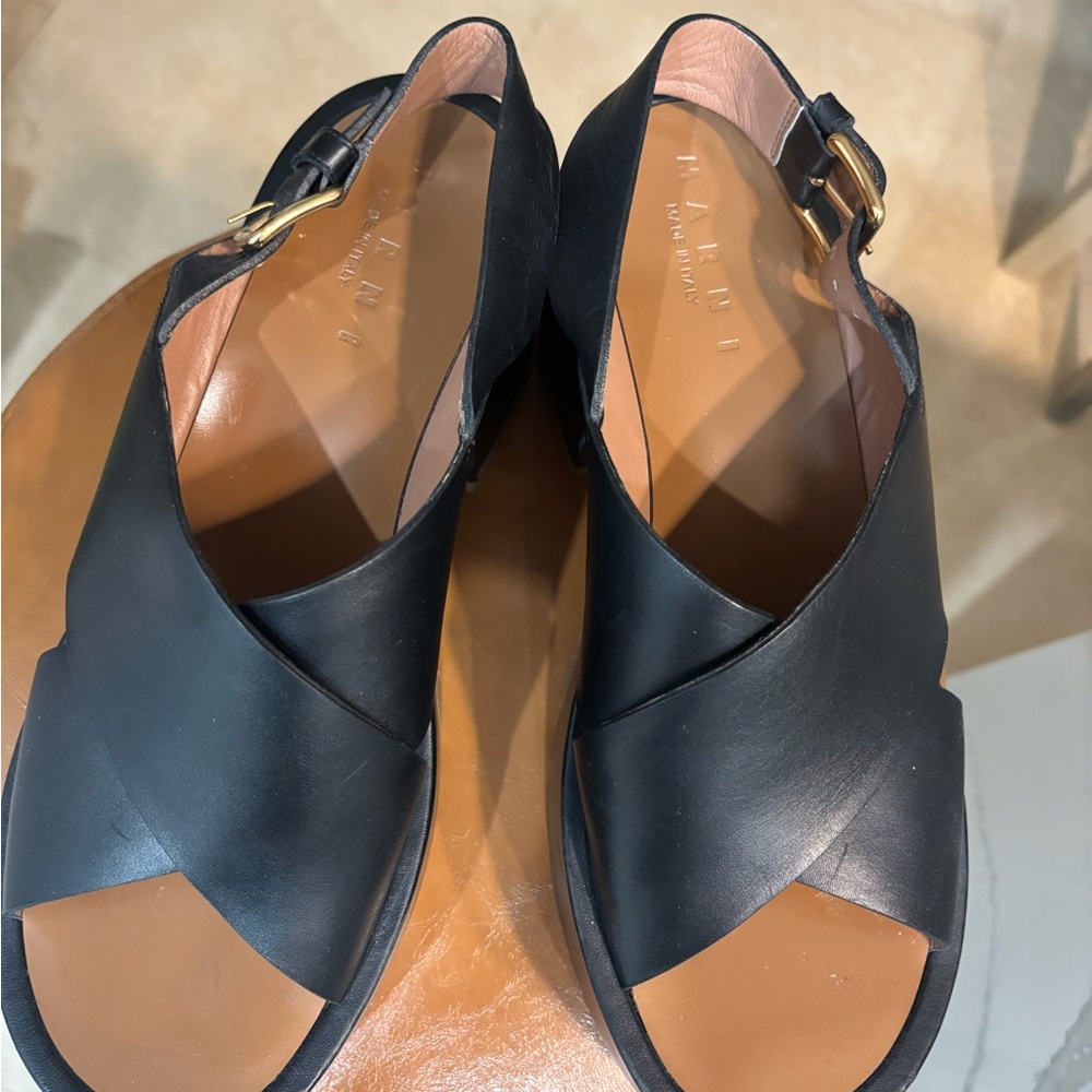Marni Black Leather Sandals